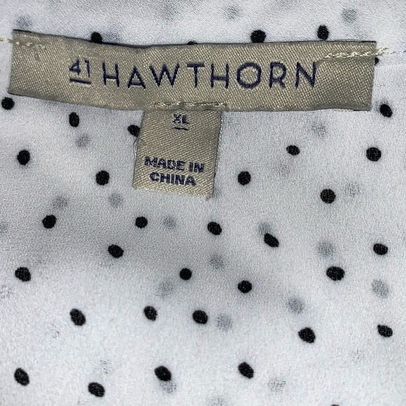 41 HAWTHORN black dot cutout edge blouse women’s size XL - Picture 10 of 10